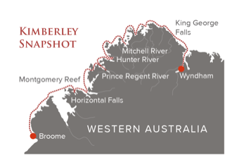 Map of True North Cruises – Kimberley Snapshot